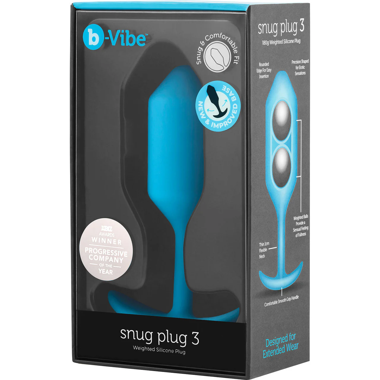 b-Vibe Snug Plug 3 Large Silicone Weighted Butt Plug - Teal - Image 6