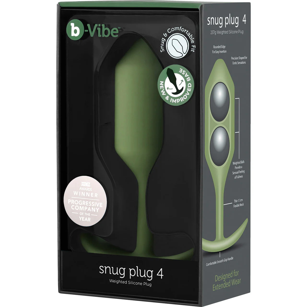 b-Vibe Snug Plug 4 Extra-Large Silicone Weighted Butt Plug - Army - Image 6