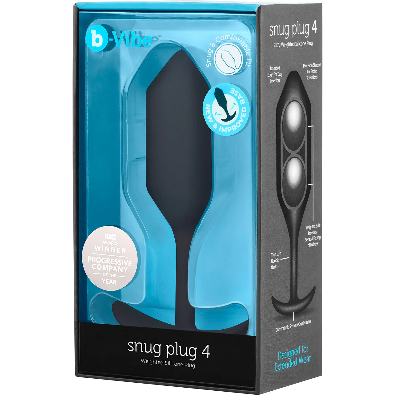 b-Vibe Snug Plug 4 Extra-Large Silicone Weighted Butt Plug - Black - Image 6