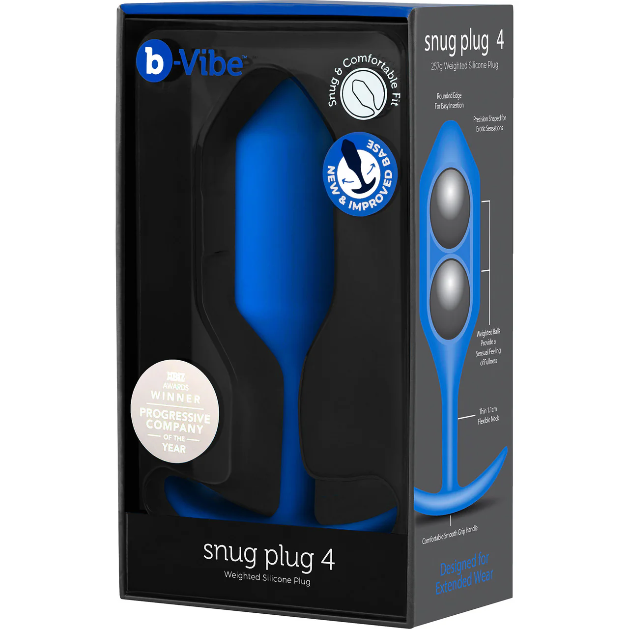 b-Vibe Snug Plug 4 Extra-Large Silicone Weighted Butt Plug - Navy - Image 6