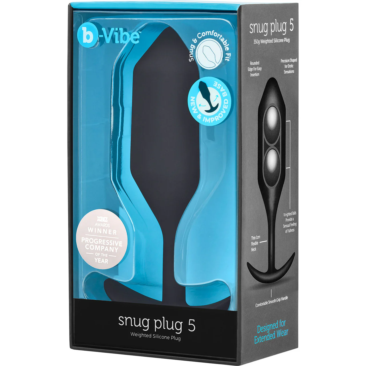 b-Vibe Snug Plug 5 XXL Silicone Weighted Butt Plug - Black - Image 6