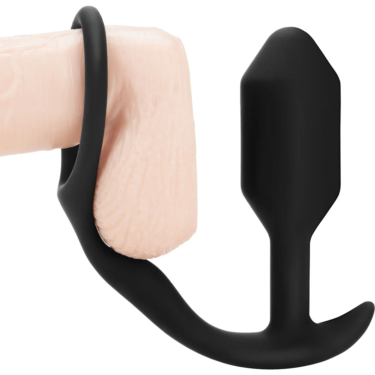 b-Vibe Snug & Tug Weighted Silicone Plug & Penis-Ring - Image 3