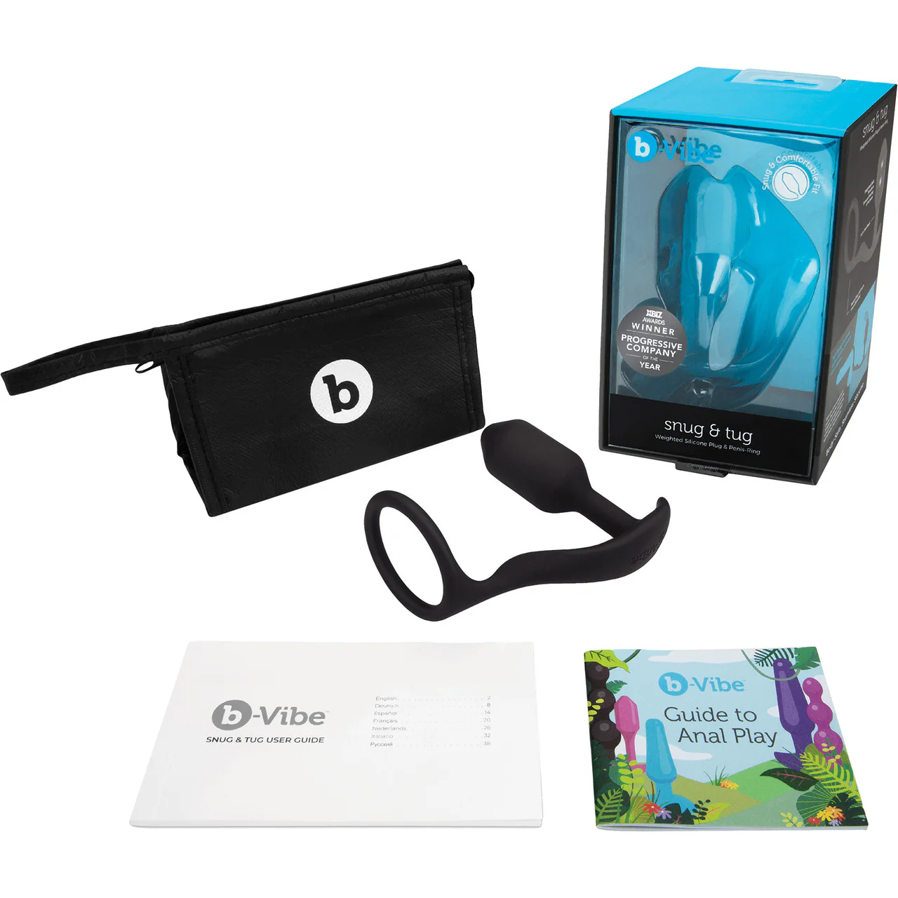 b-Vibe Snug & Tug Weighted Silicone Plug & Penis-Ring - Image 6