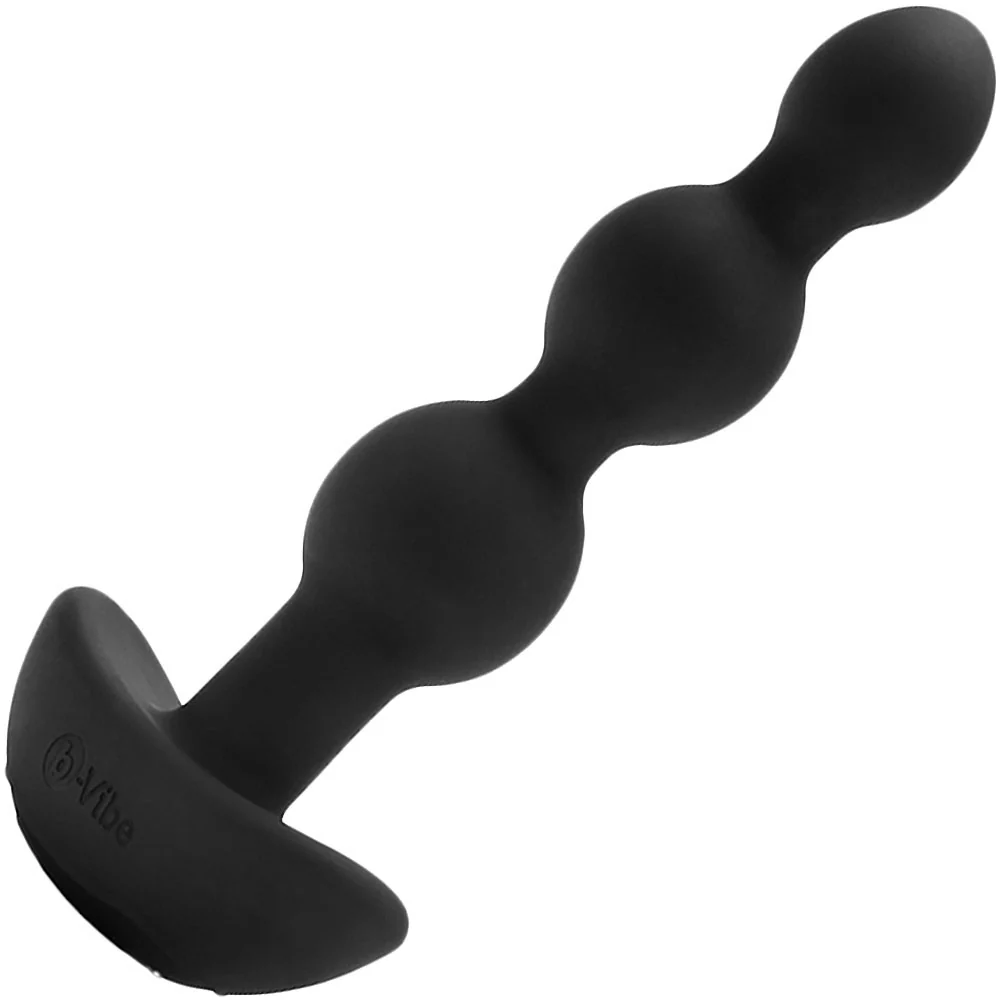 b-Vibe Triplet Silicone Remote Control Vibrating Anal Beads - Black - Image 3
