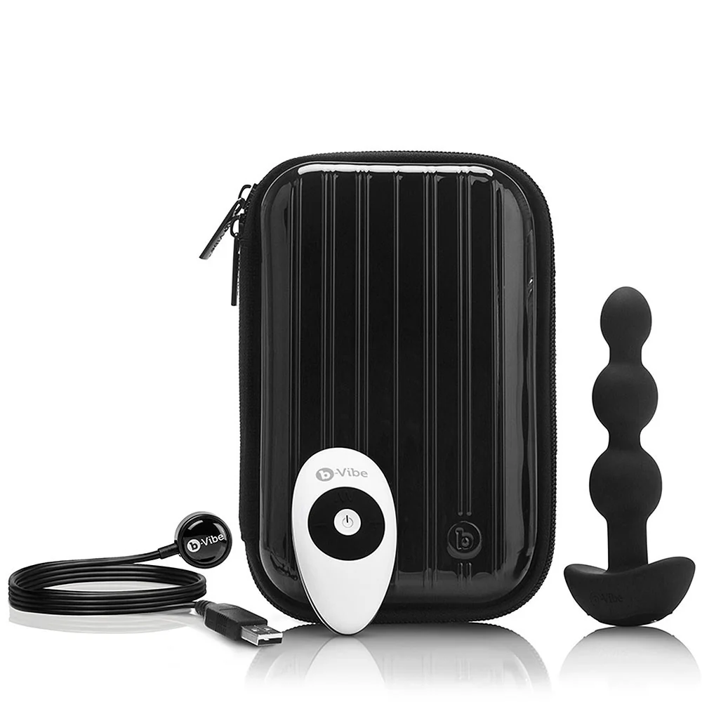 b-Vibe Triplet Silicone Remote Control Vibrating Anal Beads - Black - Image 6