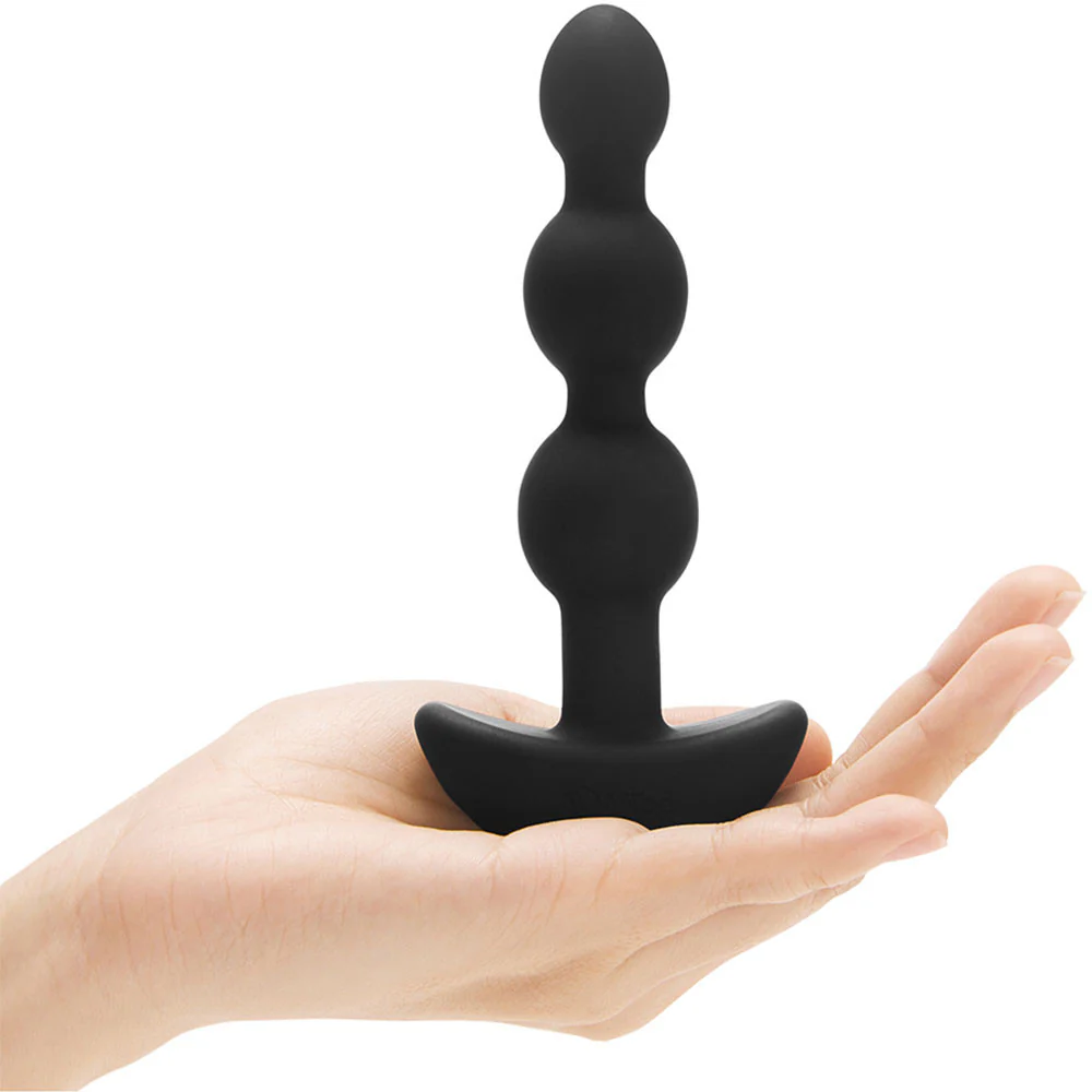 b-Vibe Triplet Silicone Remote Control Vibrating Anal Beads - Black - Image 7