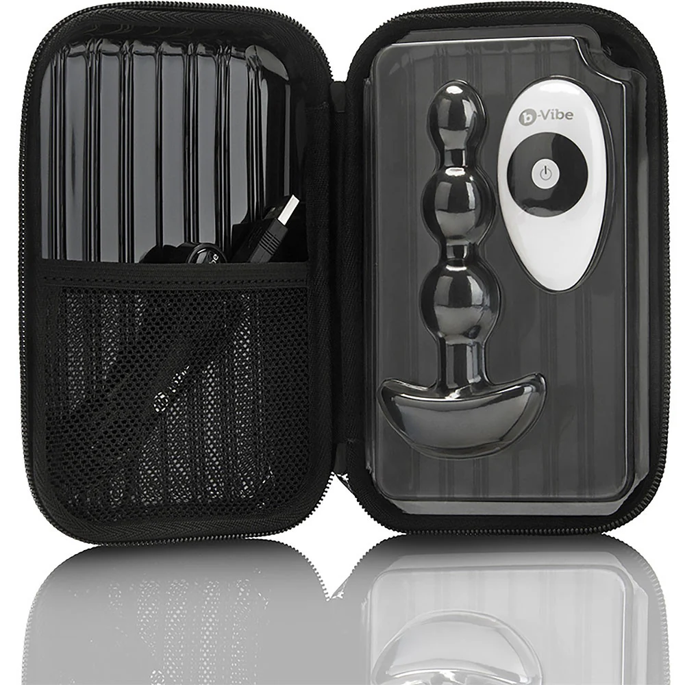 b-Vibe Triplet Silicone Remote Control Vibrating Anal Beads - Black - Image 8
