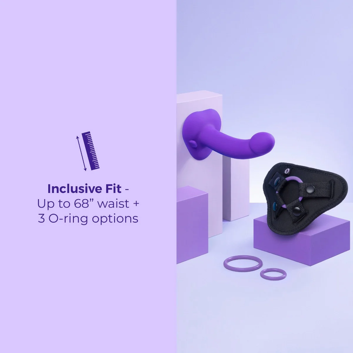 b-Vibe Vibrating Curved Silicone Dildo Strap-On Kit - Image 15
