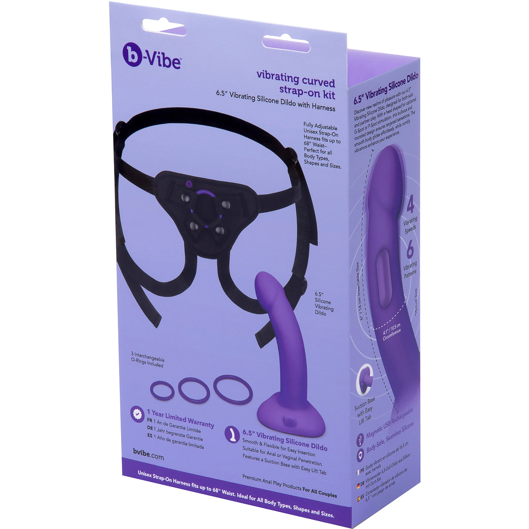 b-Vibe Vibrating Curved Silicone Dildo Strap-On Kit - Image 20