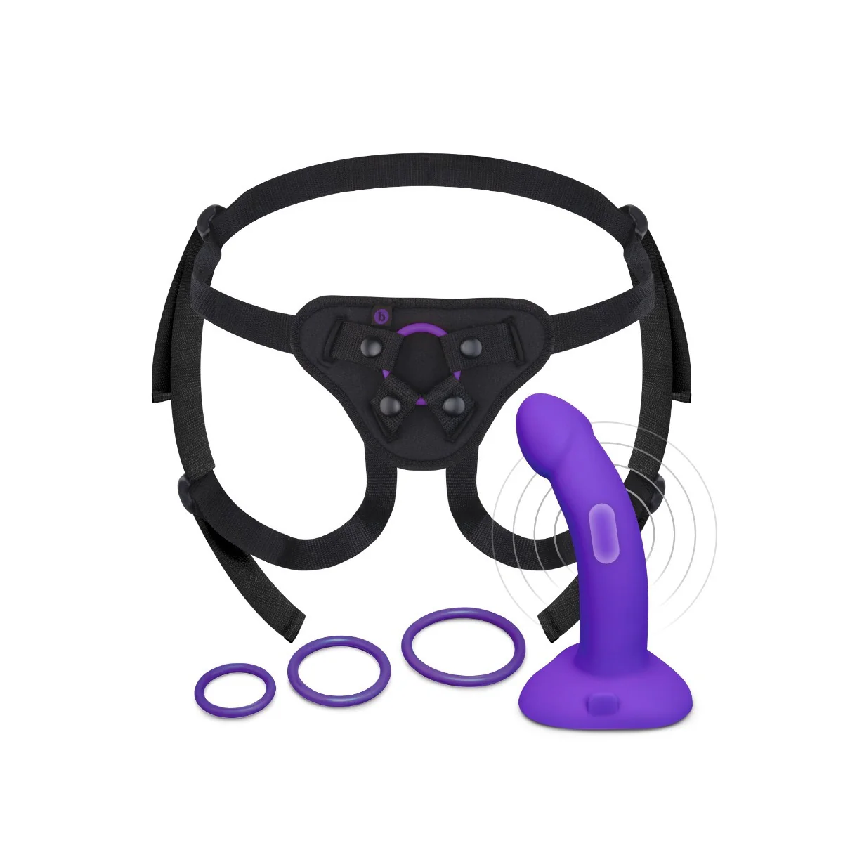 b-Vibe Vibrating Curved Silicone Dildo Strap-On Kit - Image 21