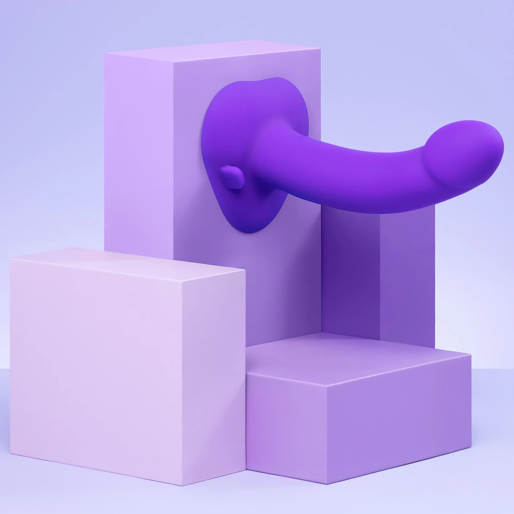 b-Vibe Vibrating Curved Silicone Dildo Strap-On Kit - Image 3