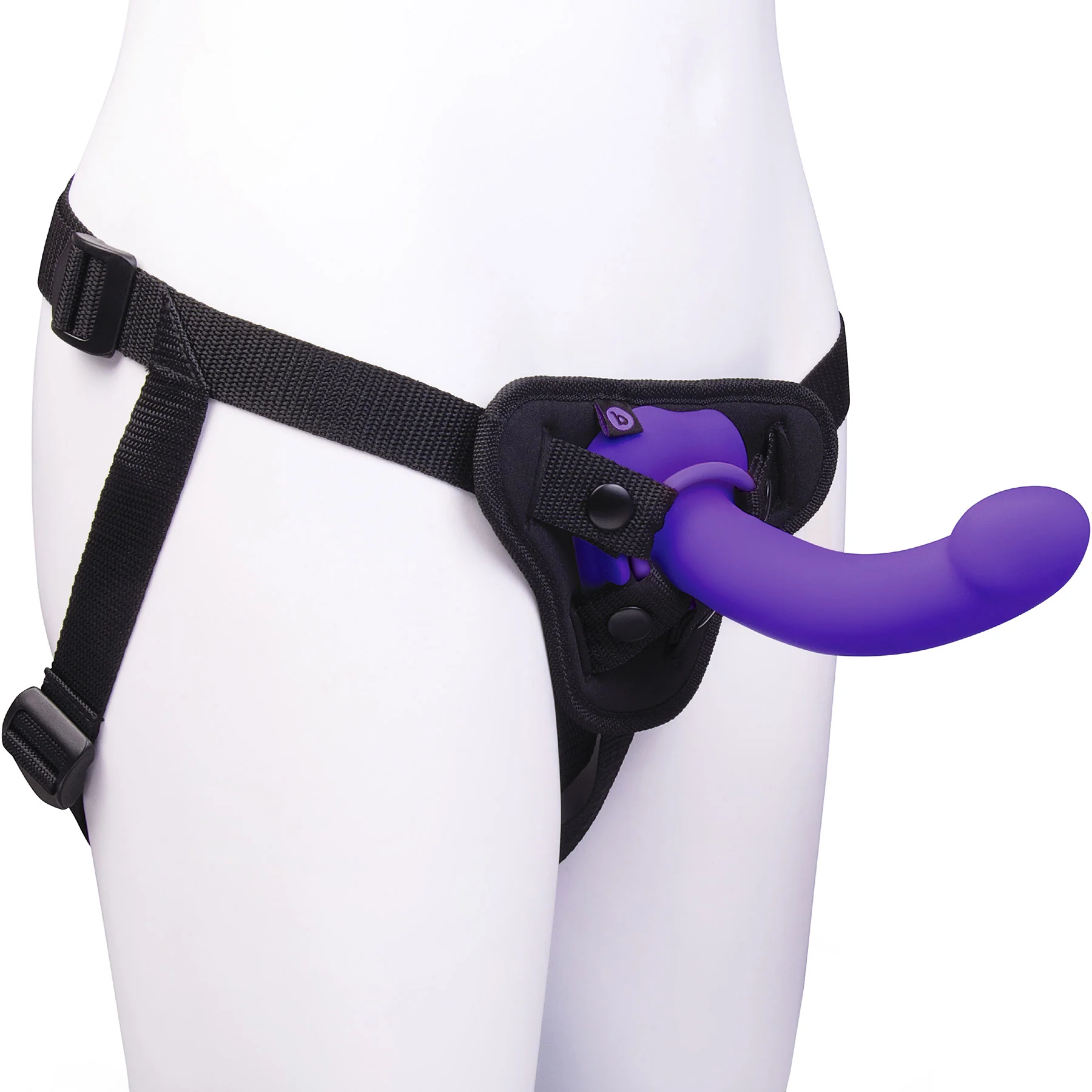 b-Vibe Vibrating Curved Silicone Dildo Strap-On Kit - Image 5