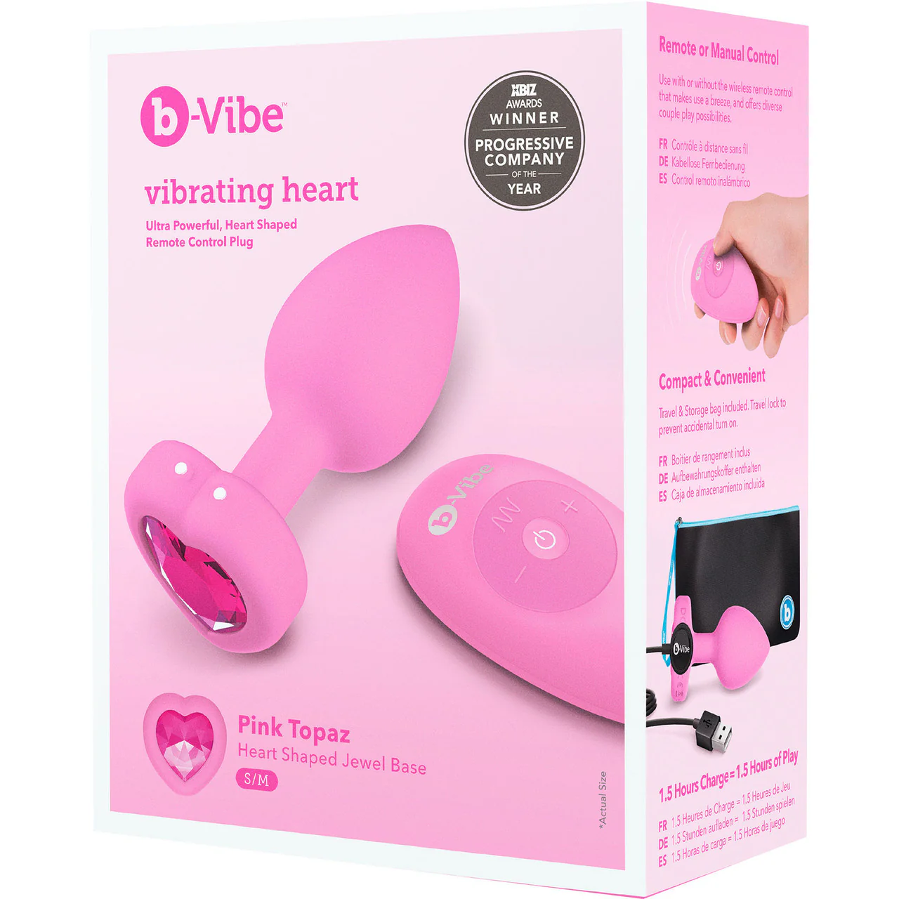 b-Vibe Vibrating Heart Silicone Rechargeable Anal Plug With Remote - Small / Medium - Image 11