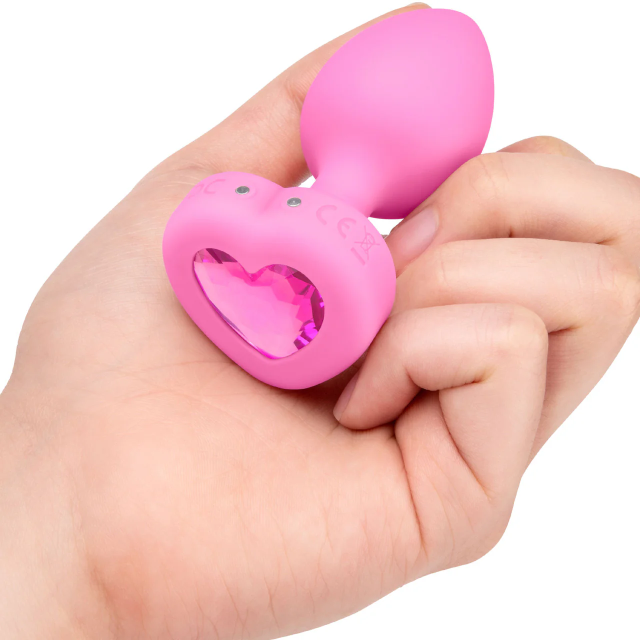b-Vibe Vibrating Heart Silicone Rechargeable Anal Plug With Remote - Small / Medium - Image 4
