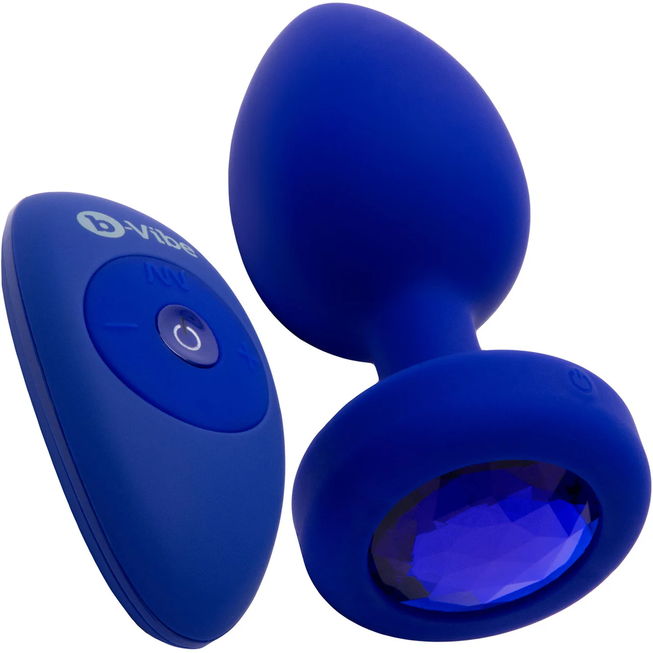 b-Vibe Vibrating Jewel Plug L/XL Remote Control Silicone Anal Toy - Navy - Image 4
