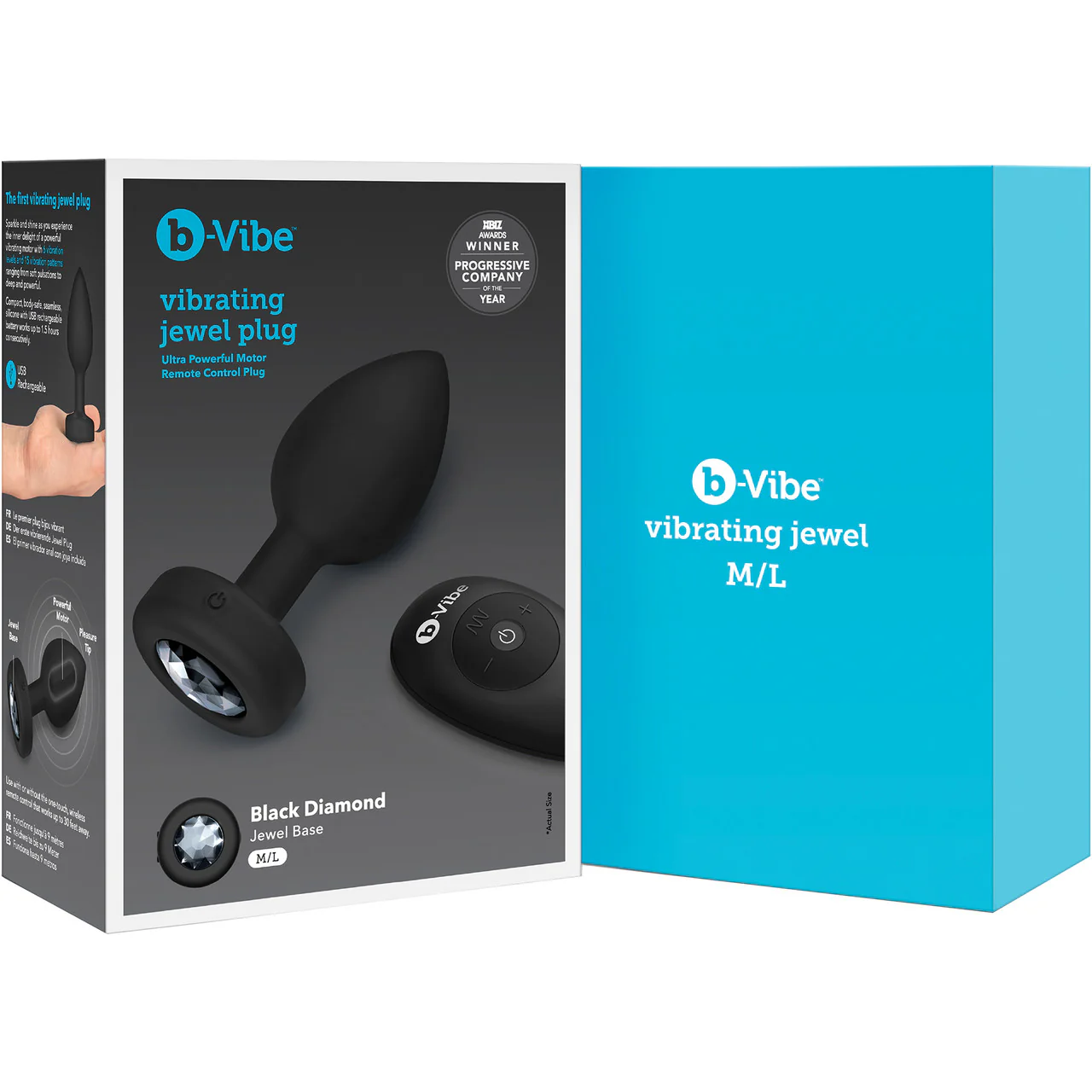 b-Vibe Vibrating Jewel Plug M/L Remote Control Silicone Anal Toy - Black - Image 14