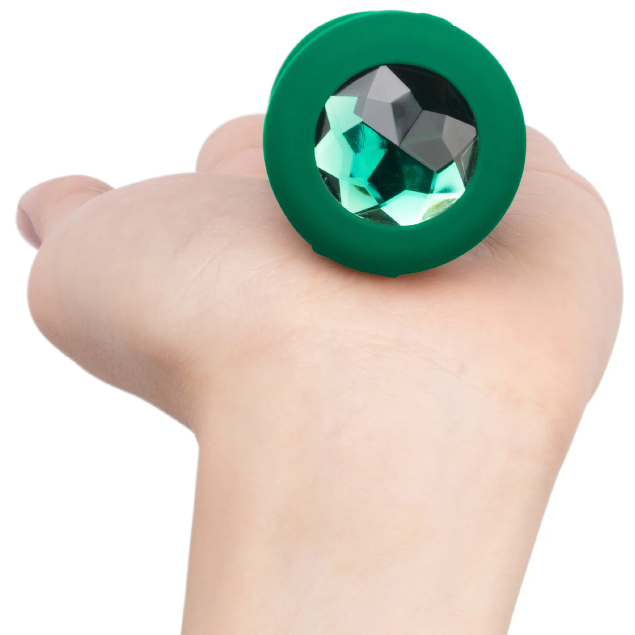 b-Vibe Vibrating Jewel Plug M/L Remote Control Silicone Anal Toy - Emerald Green - Image 10