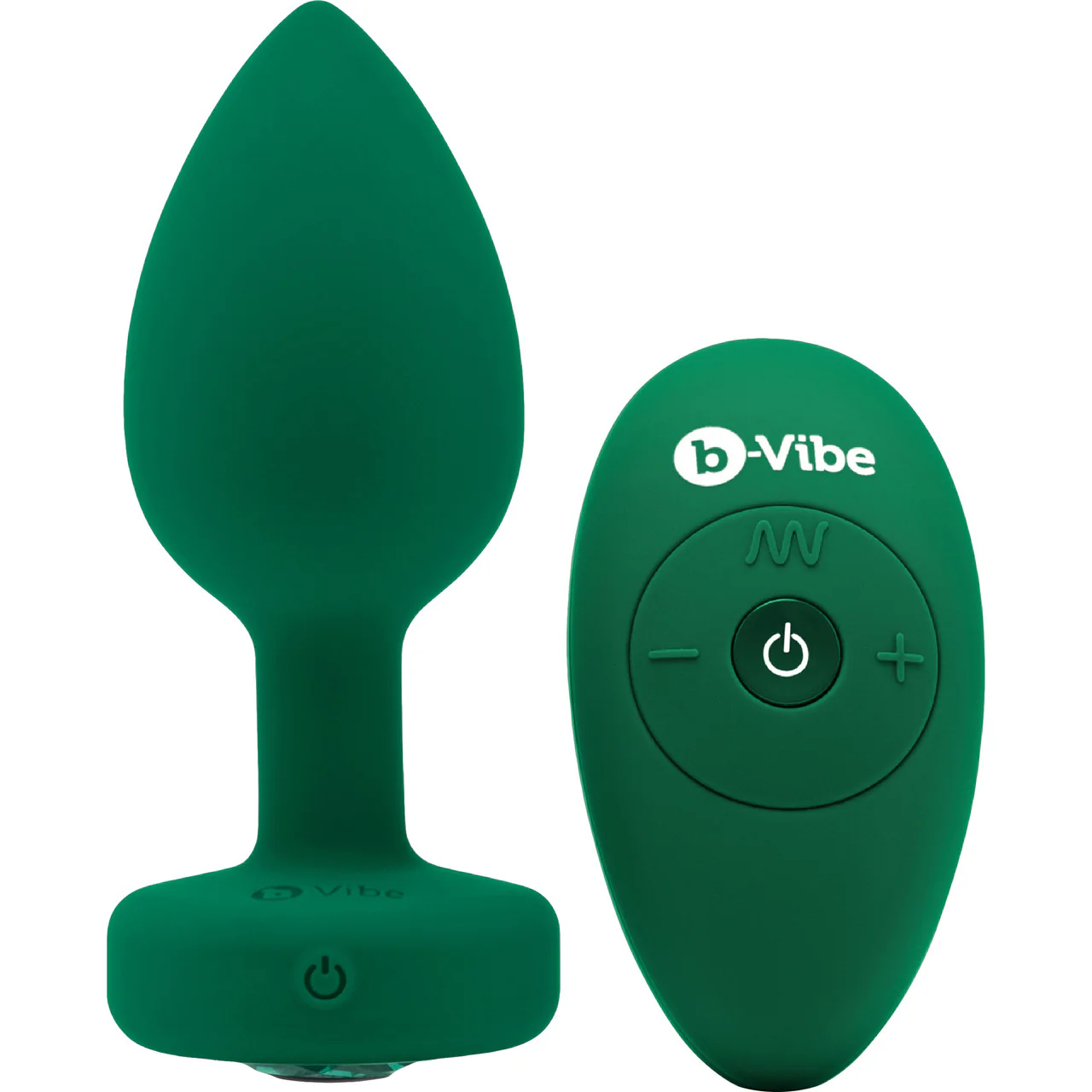 b-Vibe Vibrating Jewel Plug M/L Remote Control Silicone Anal Toy - Emerald Green - Image 2