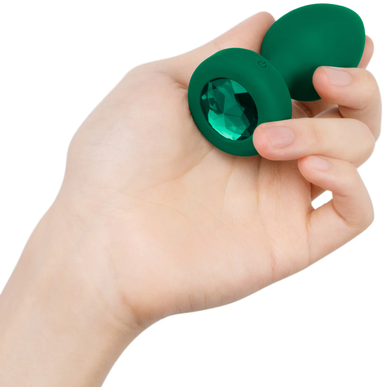 b-Vibe Vibrating Jewel Plug M/L Remote Control Silicone Anal Toy - Emerald Green - Image 7