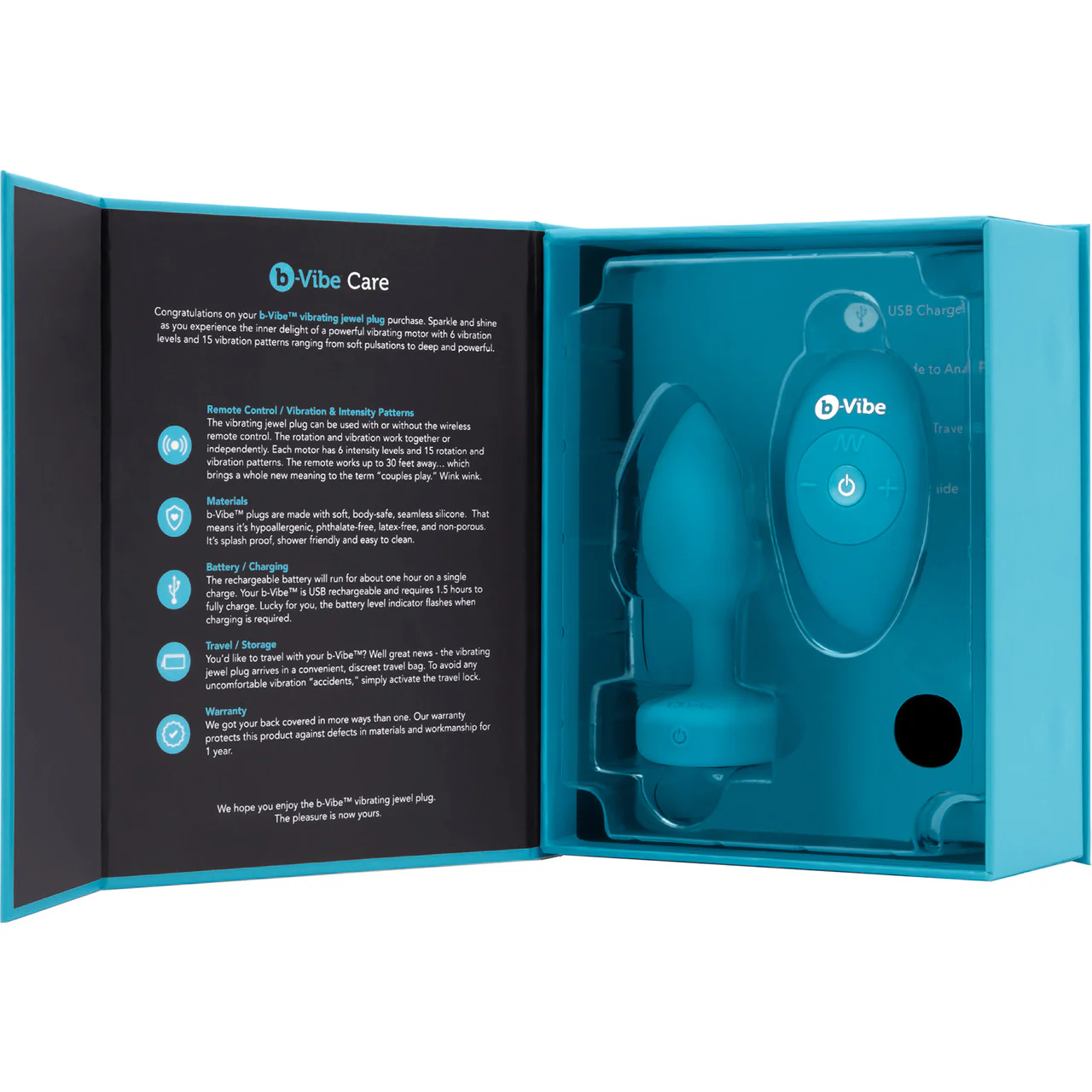 b-Vibe Vibrating Jewel Plug S/M Remote Control Silicone Anal Toy - Teal - Image 15