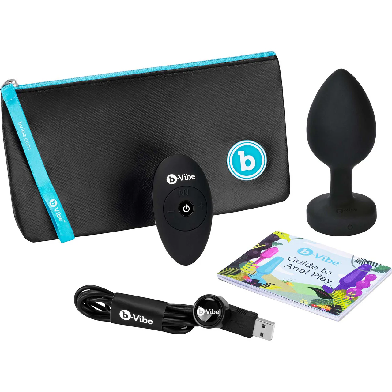 b-Vibe Vibrating Jewel Plug XXL Remote Control Silicone Anal Toy - Black - Image 12