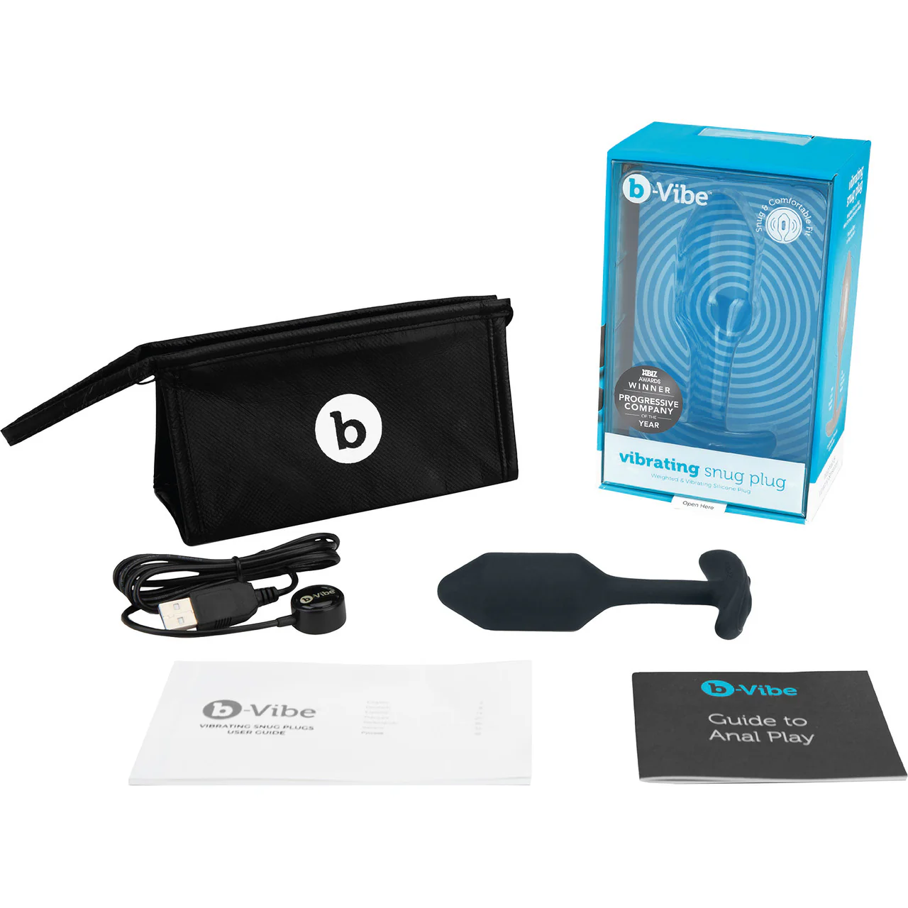 b-Vibe Vibrating Snug Plug 2 Rechargeable Silicone Anal Plug - Black - Image 7