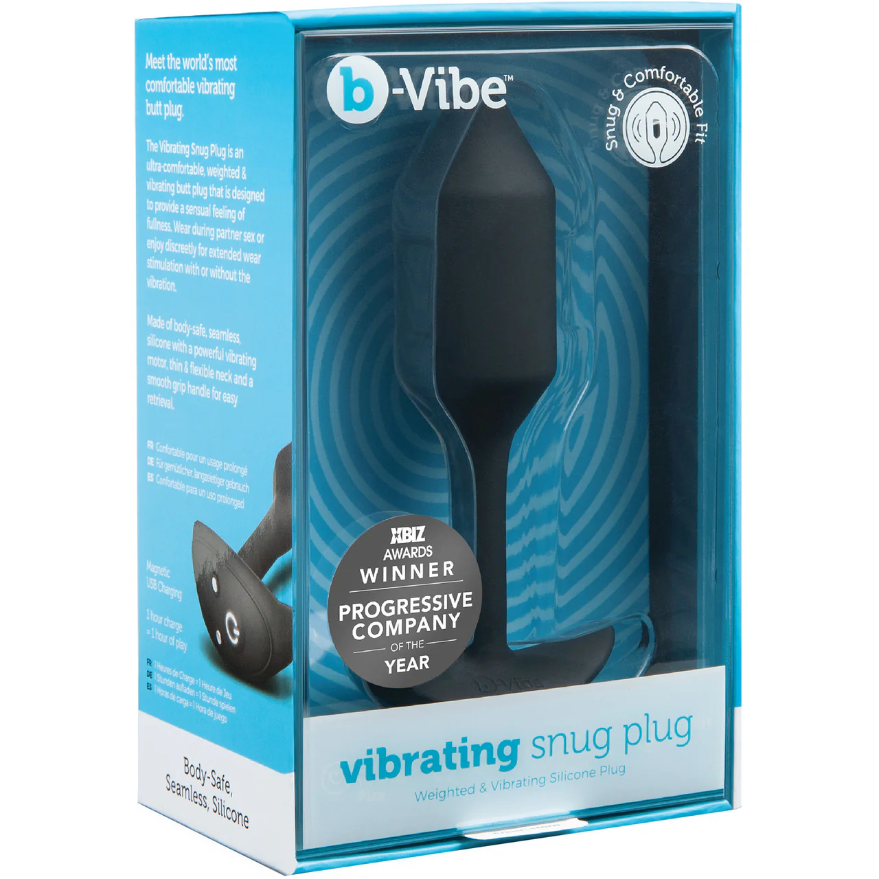 b-Vibe Vibrating Snug Plug 2 Rechargeable Silicone Anal Plug - Black - Image 8