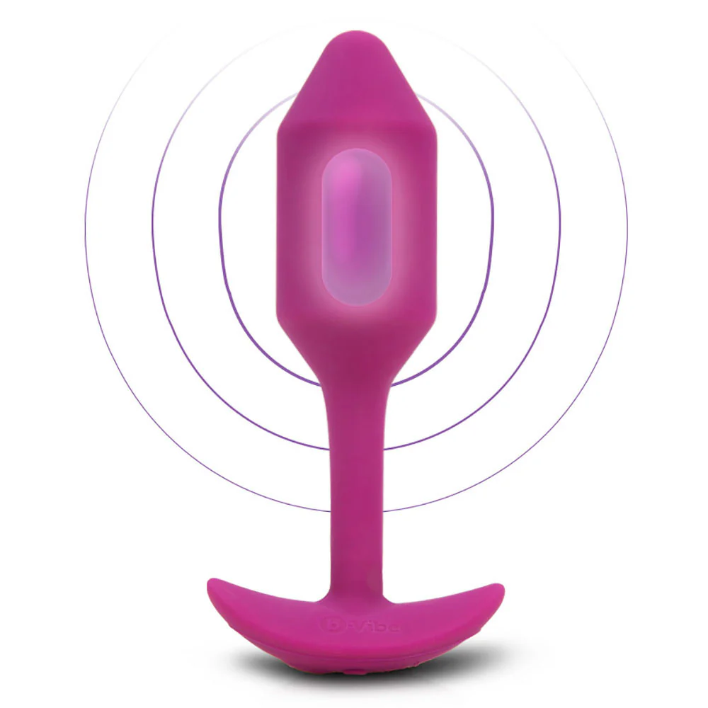 b-Vibe Vibrating Snug Plug 2 Rechargeable Silicone Anal Plug - Rose - Image 3