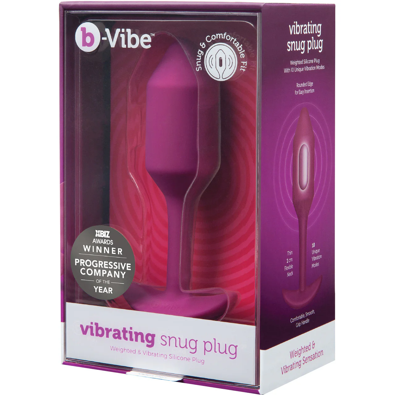 b-Vibe Vibrating Snug Plug 2 Rechargeable Silicone Anal Plug - Rose - Image 7