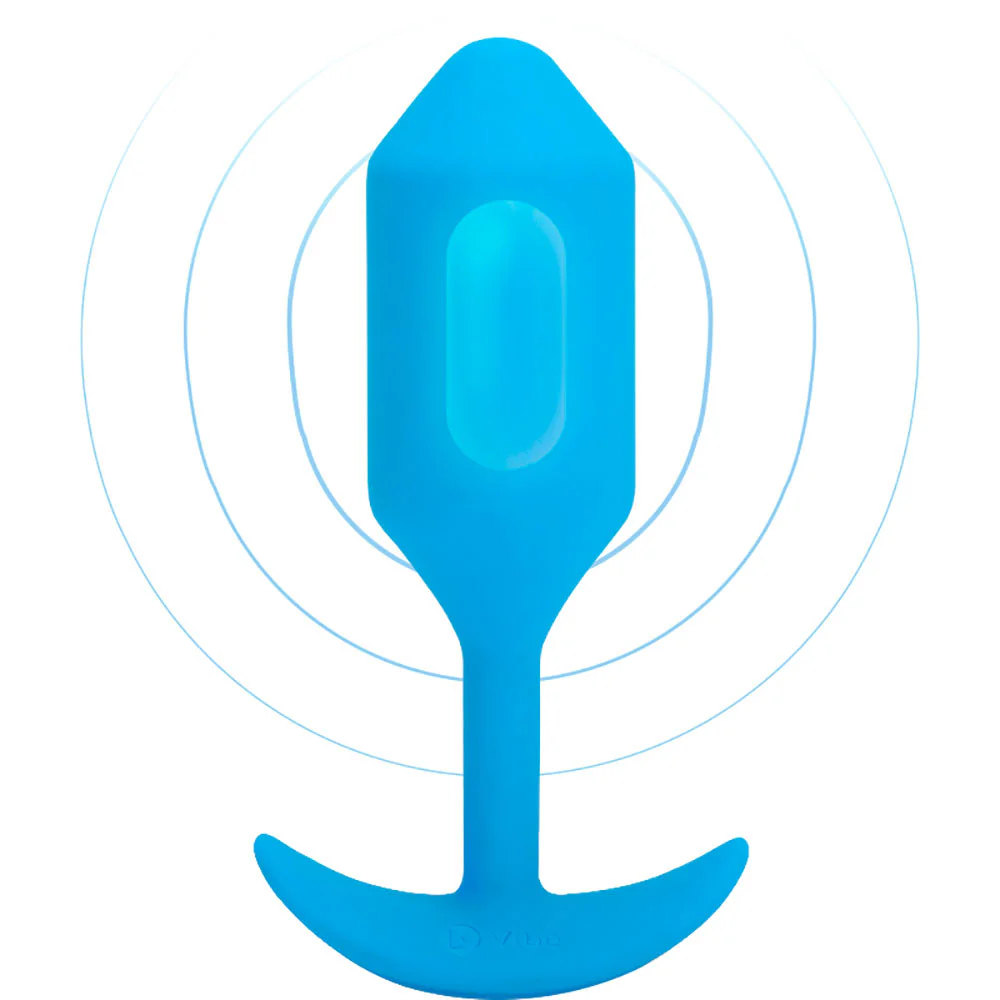 b-Vibe Vibrating Snug Plug 3 Rechargeable Silicone Anal Plug - Blue - Image 4