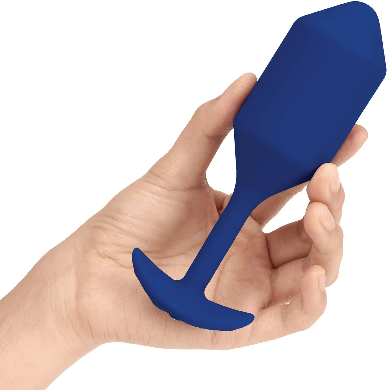 b-Vibe Vibrating Snug Plug 4 Rechargeable Silicone Anal Plug - Navy - Image 2