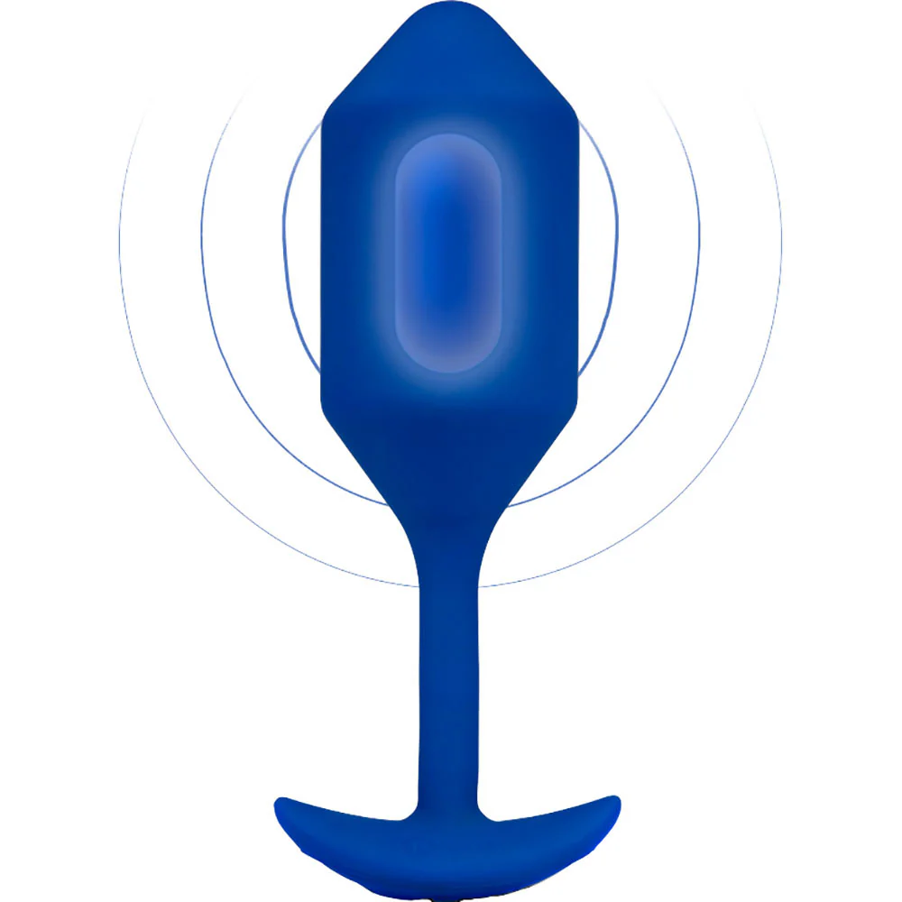 b-Vibe Vibrating Snug Plug 4 Rechargeable Silicone Anal Plug - Navy - Image 6
