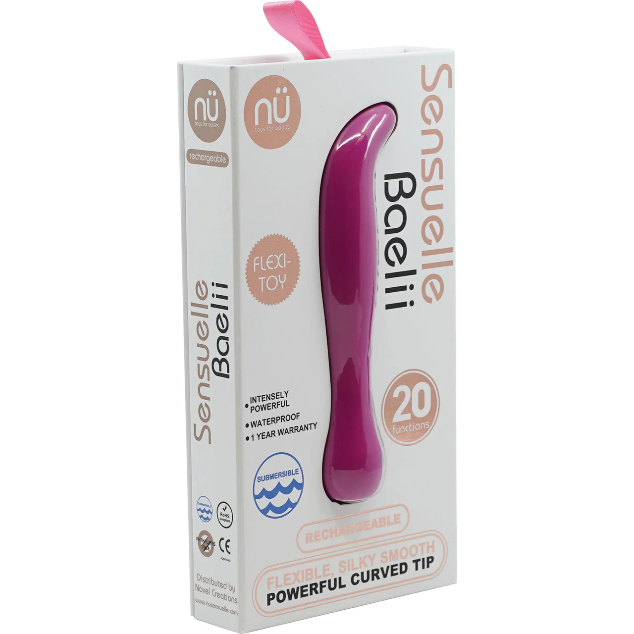 Baelii 20-Function Flexible Mini Silicone G-Spot Vibrator By Nu Sensuelle - Magenta - Image 2