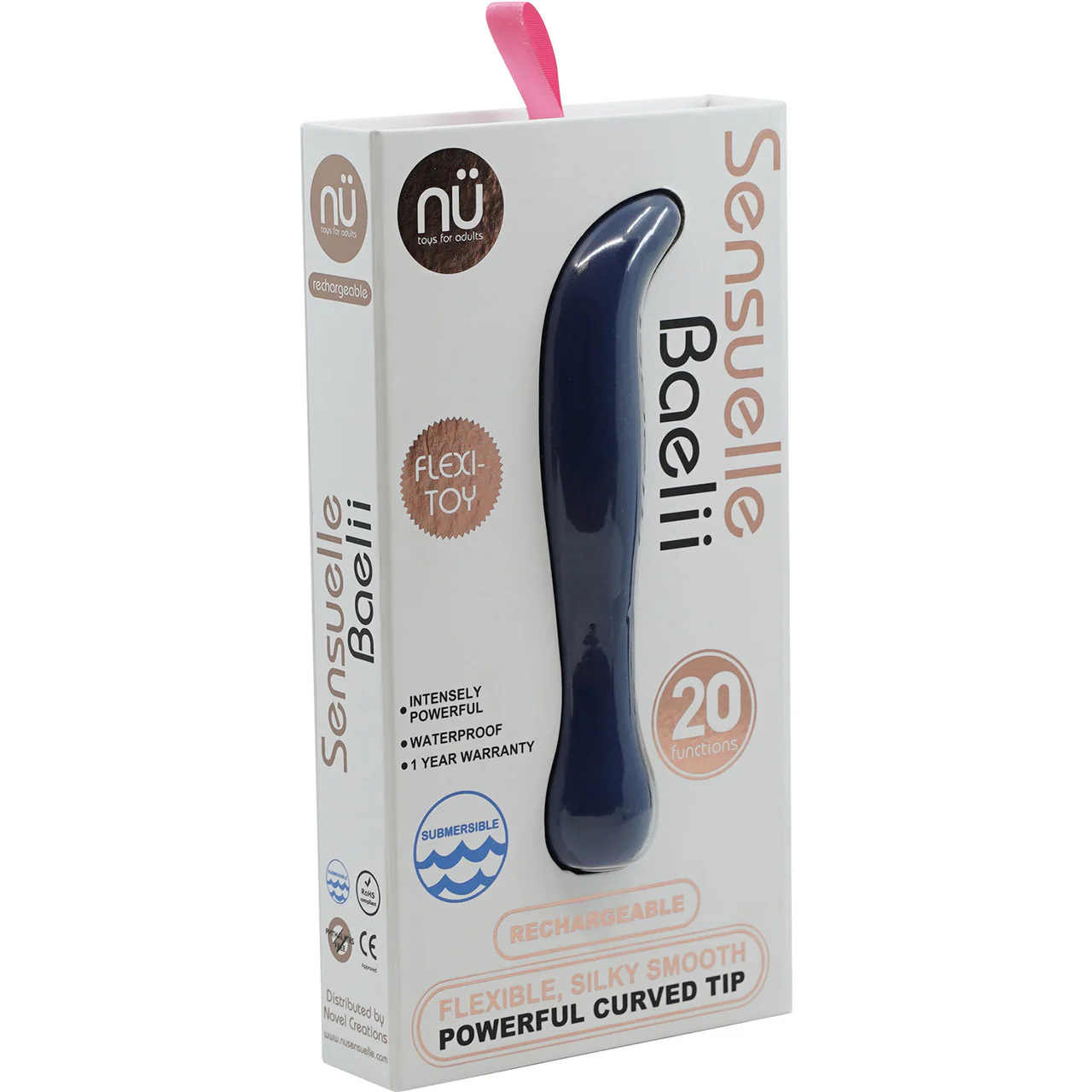 Baelii 20-Function Flexible Mini Silicone G-Spot Vibrator By Nu Sensuelle - Navy Blue - Image 2
