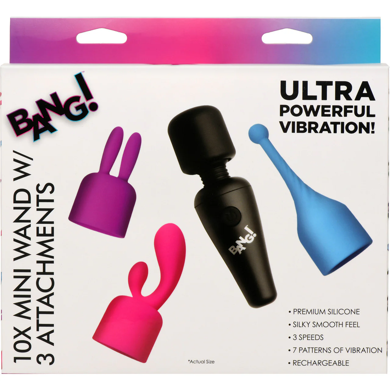 BANG! 10X Rechargeable Mini Wand With 3 Silicone Attachments - Image 12