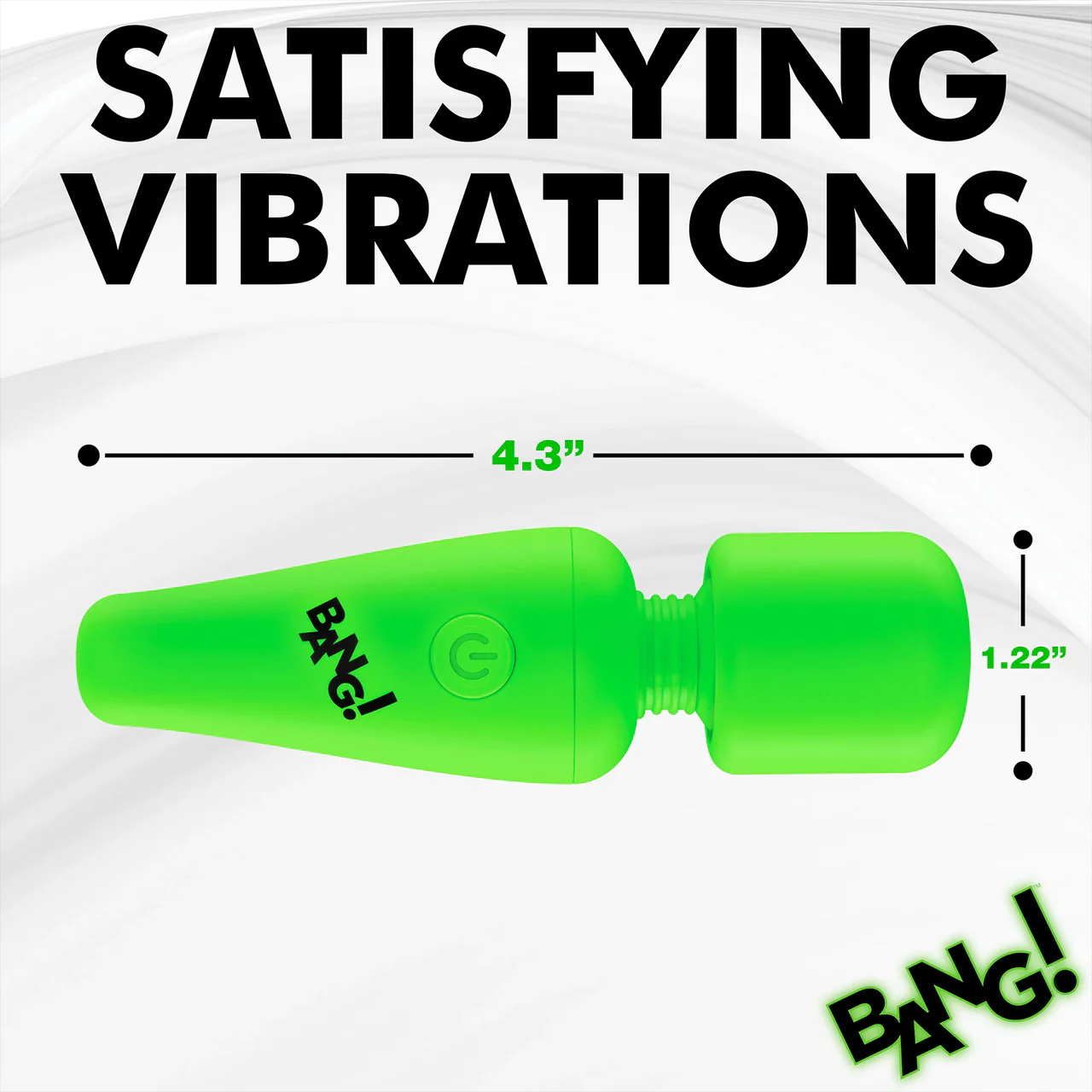 BANG! 10X Rechargeable Silicone Glow In The Dark Mini Wand Vibrator - Green - Image 12