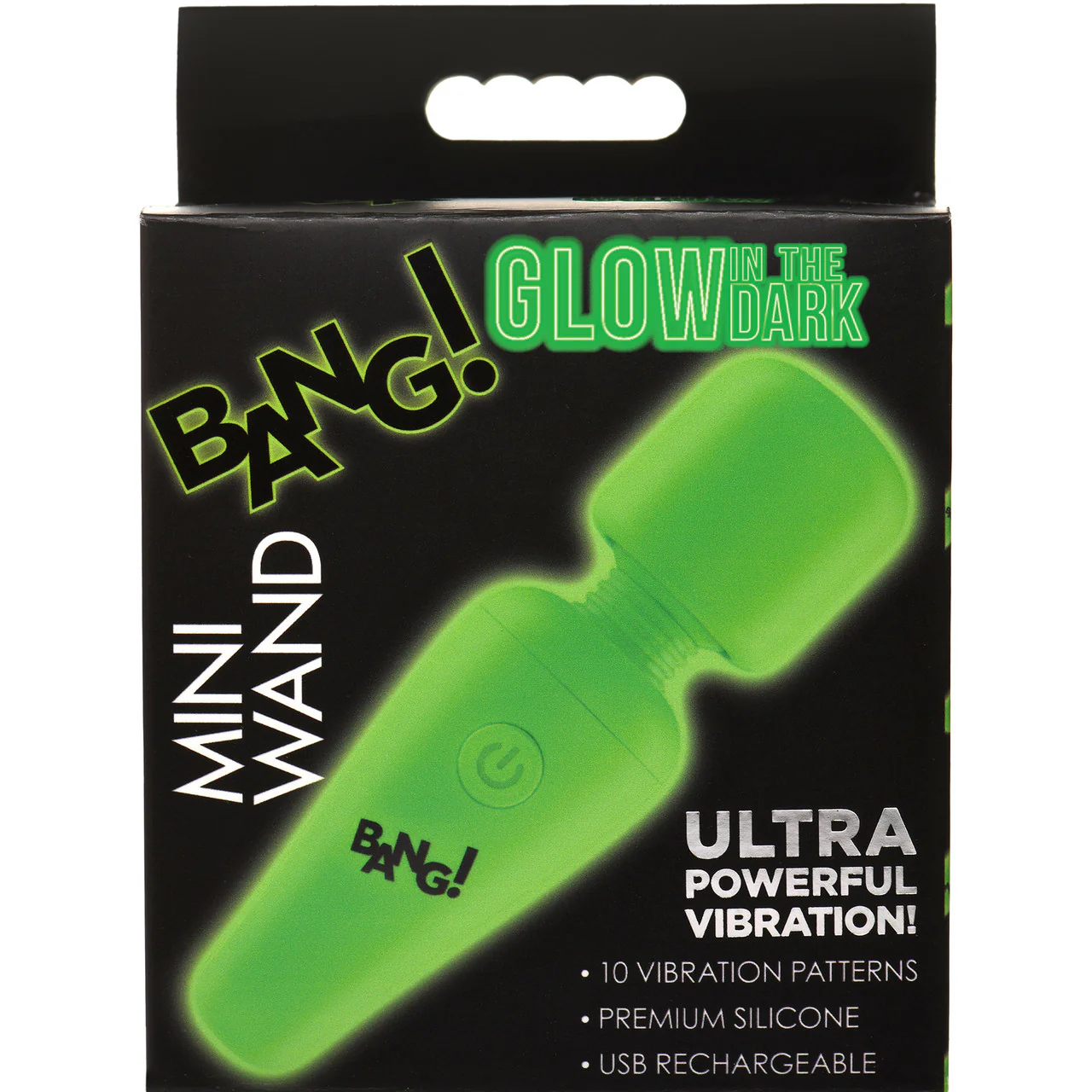 BANG! 10X Rechargeable Silicone Glow In The Dark Mini Wand Vibrator - Green - Image 13
