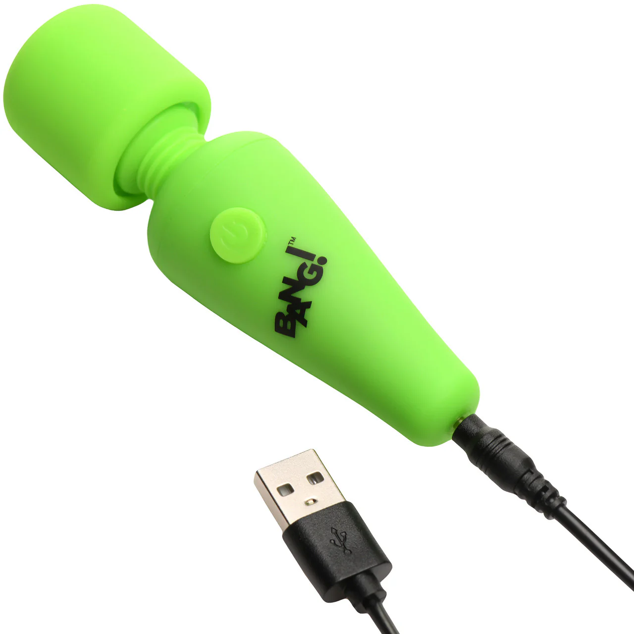 BANG! 10X Rechargeable Silicone Glow In The Dark Mini Wand Vibrator - Green - Image 4
