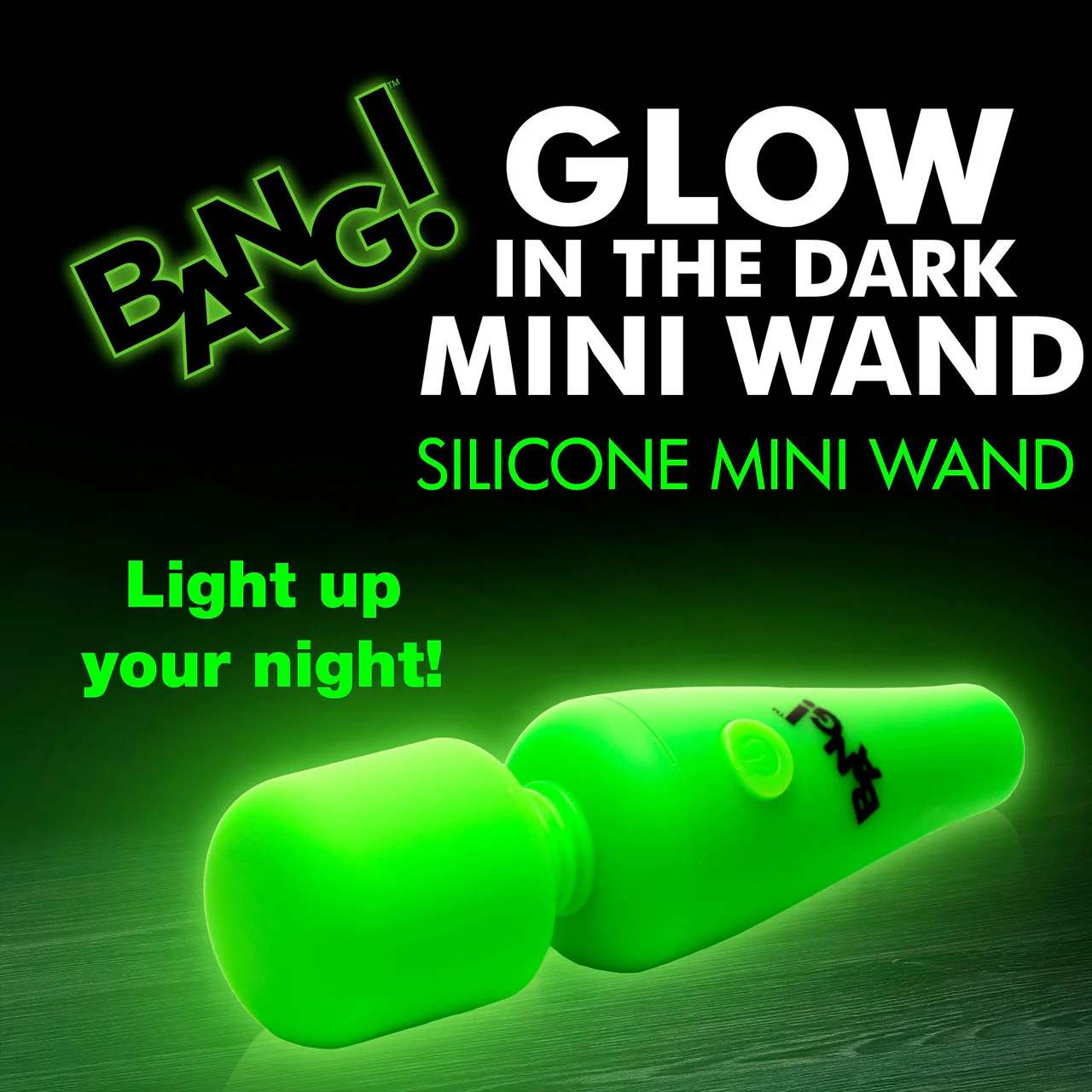 BANG! 10X Rechargeable Silicone Glow In The Dark Mini Wand Vibrator - Green - Image 6