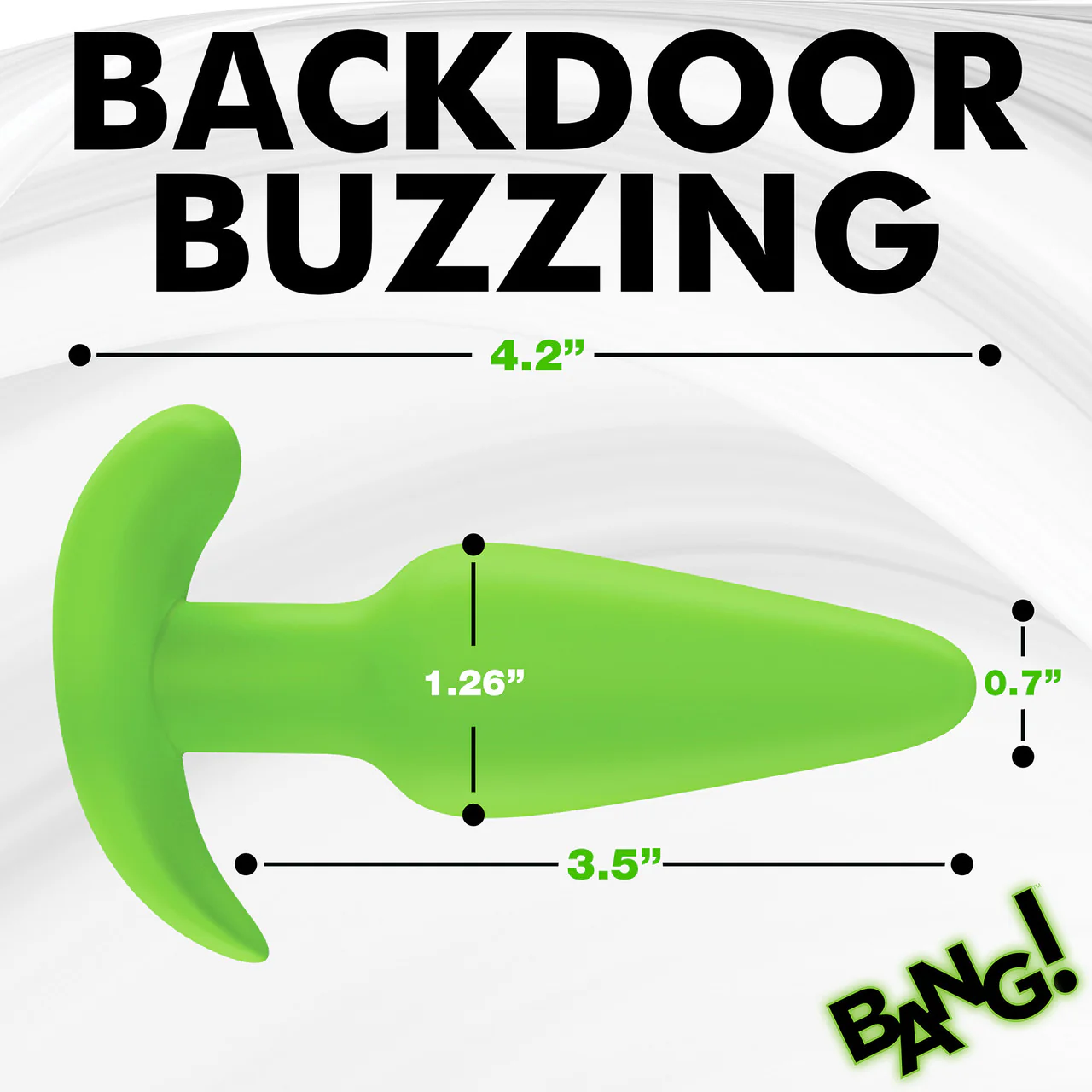 BANG! 21X Rechargeable Waterproof Vibrating Glow In The Dark Silicone Butt Plug With Remote - Green - Image 16