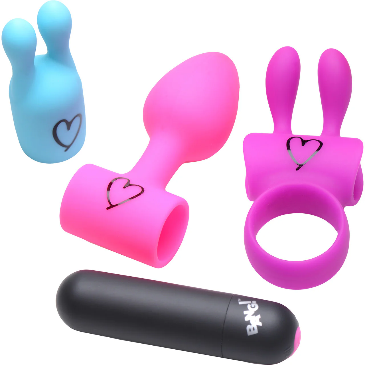 BANG! Birthday Sex Kit With Remote Control Bullet Vibrator, 3 Silicone Attachments & Blindfold - Image 2