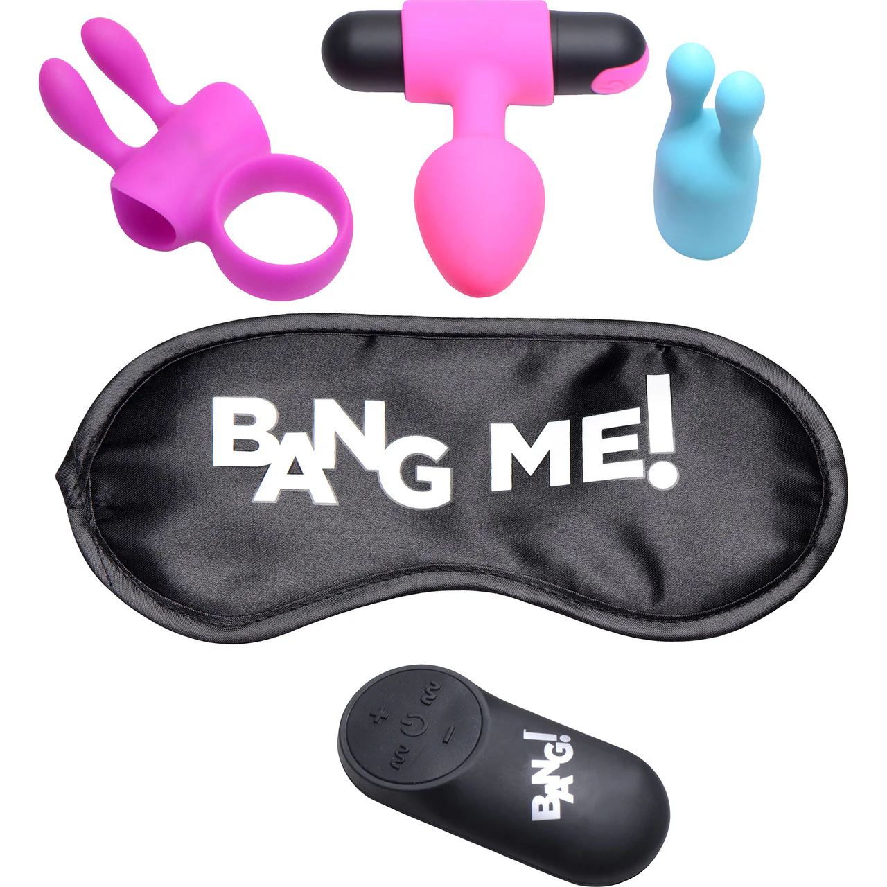 BANG! Birthday Sex Kit With Remote Control Bullet Vibrator, 3 Silicone Attachments & Blindfold - Image 3