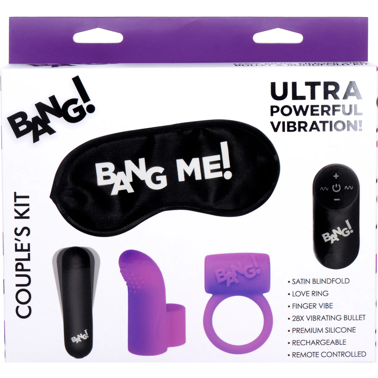 BANG! Couples Finger Sleeve & Love Ring Kit With Bullet Vibrator & Blindfold - Image 13