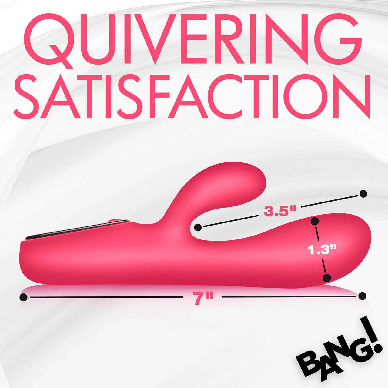 BANG! Digital Display Rechargeable Waterproof Silicone Dual Stimulation Vibrator - Pink - Image 14