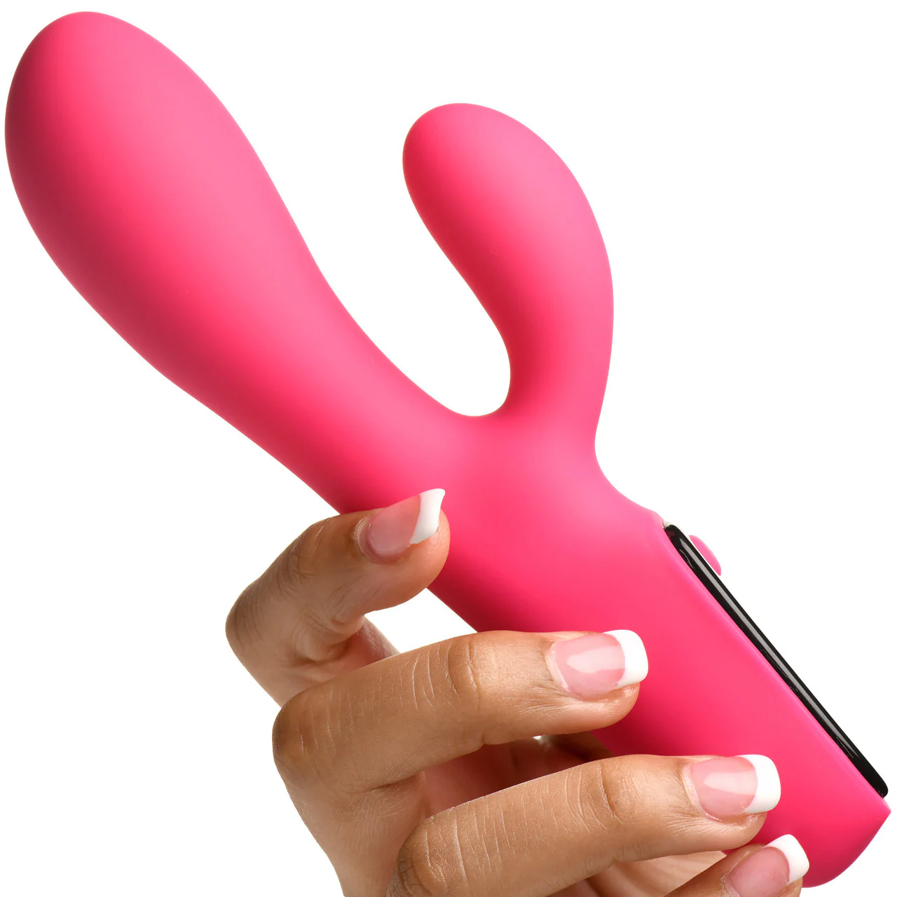 BANG! Digital Display Rechargeable Waterproof Silicone Dual Stimulation Vibrator - Pink - Image 2