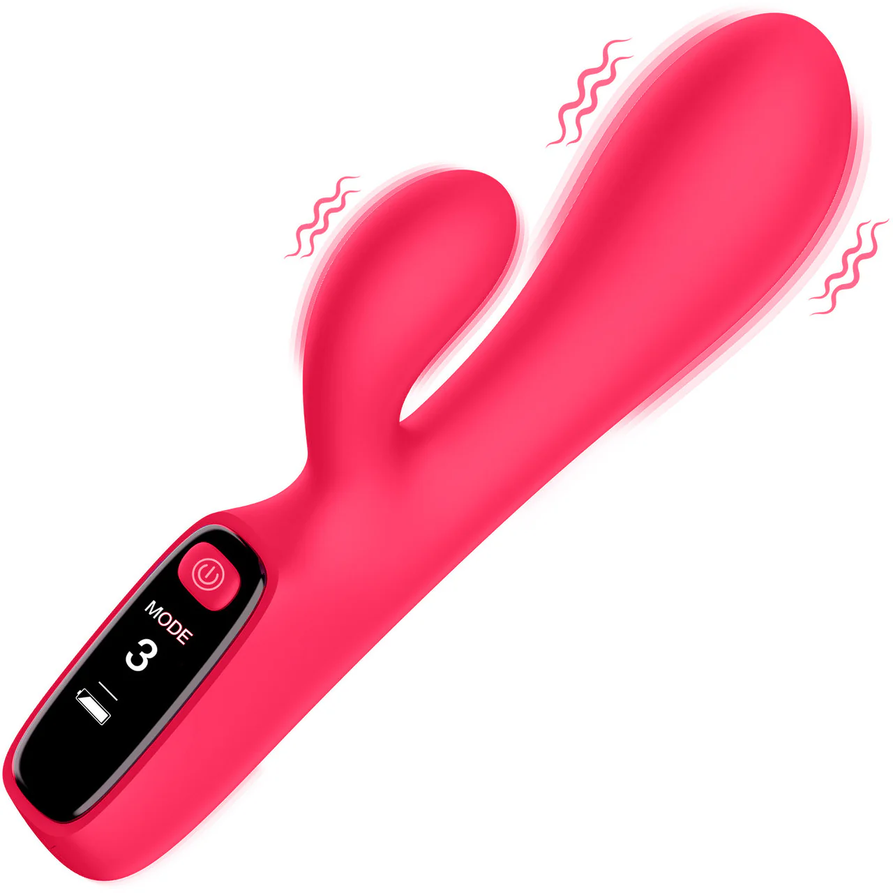 BANG! Digital Display Rechargeable Waterproof Silicone Dual Stimulation Vibrator - Pink - Image 3