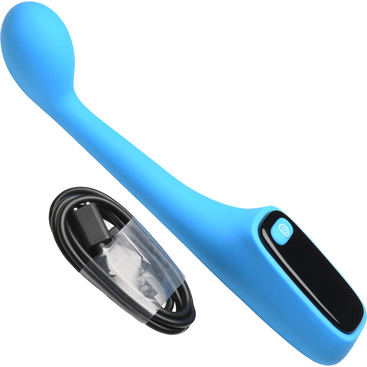 BANG! Digital Display Rechargeable Waterproof Silicone G-Spot Vibrator - Blue - Image 11