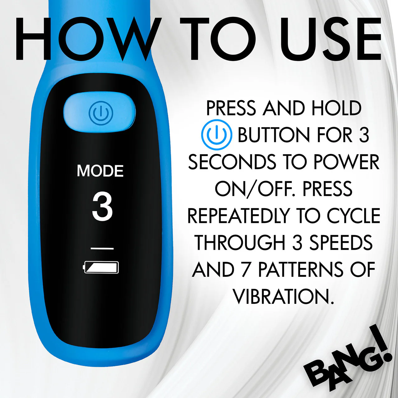 BANG! Digital Display Rechargeable Waterproof Silicone G-Spot Vibrator - Blue - Image 17