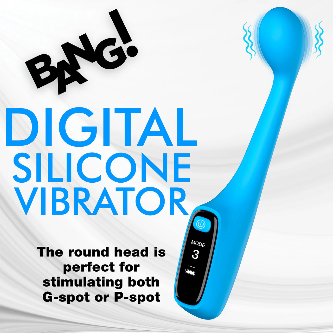 BANG! Digital Display Rechargeable Waterproof Silicone G-Spot Vibrator - Blue - Image 18