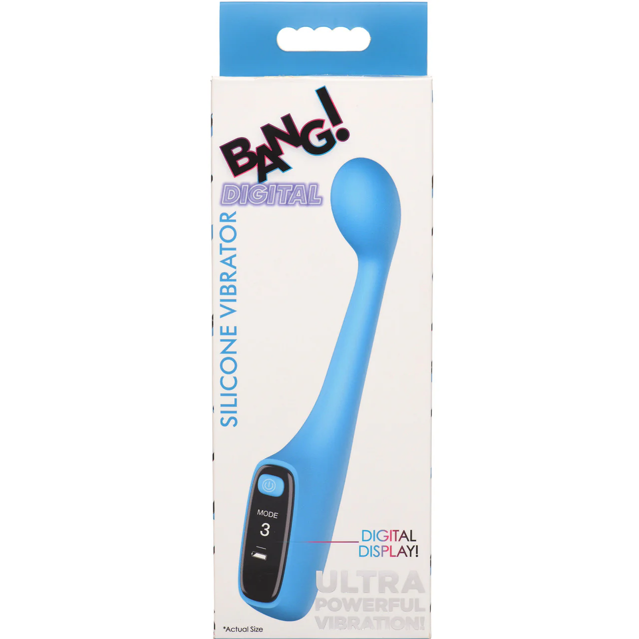 BANG! Digital Display Rechargeable Waterproof Silicone G-Spot Vibrator - Blue - Image 19